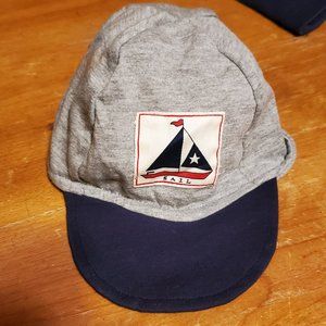 2 for $12! Gray Cotton toddler cap - sailboat VTG